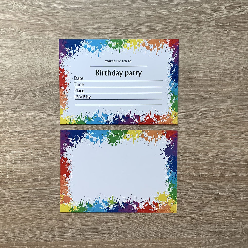 Thumbnail: Invitation card in English. Splash of bright rainbow colours.