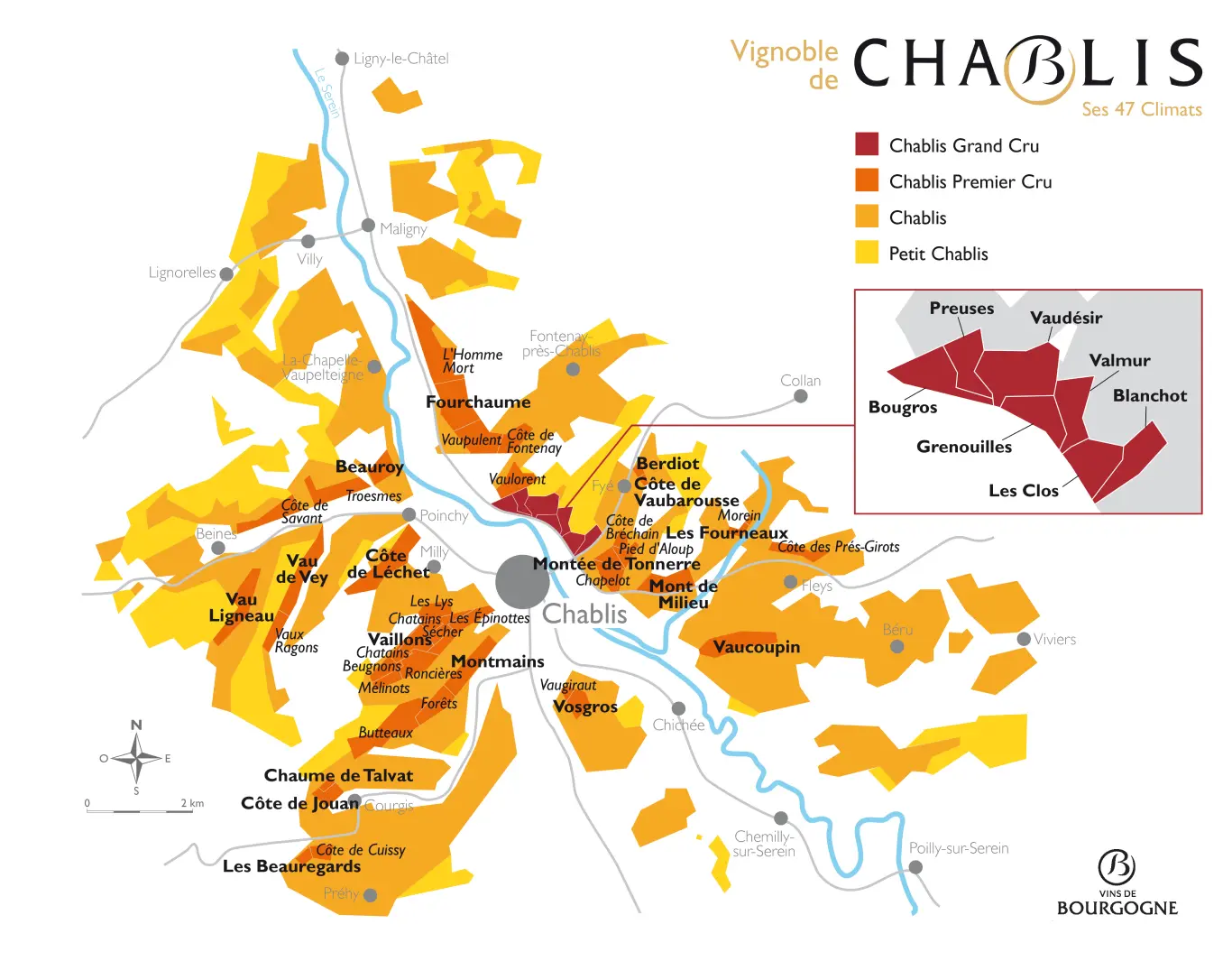 Chablis wine map