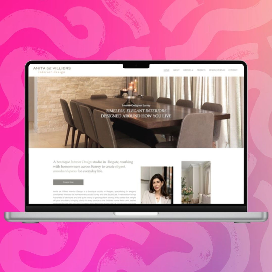 Anita De Villiers website design for a Interior Design business, built on Wix Studio by The Wix Guys