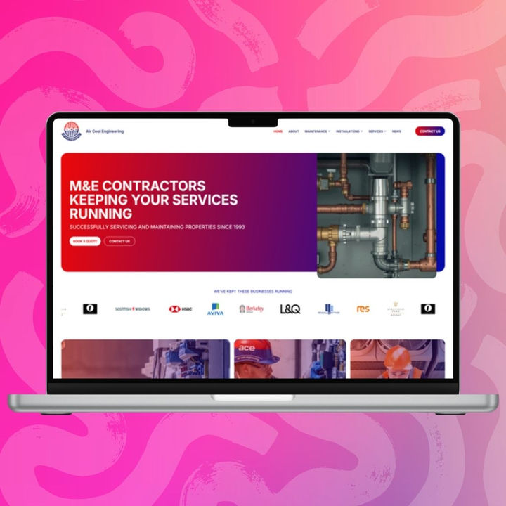 Air Cool Engineering website homepage displayed on a laptop screen, designed by The Wix Guys