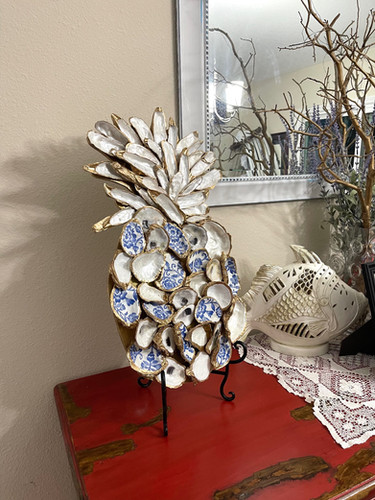 Chinoiserie Oyster Shell Art Pineapple | SunKissed Treasures