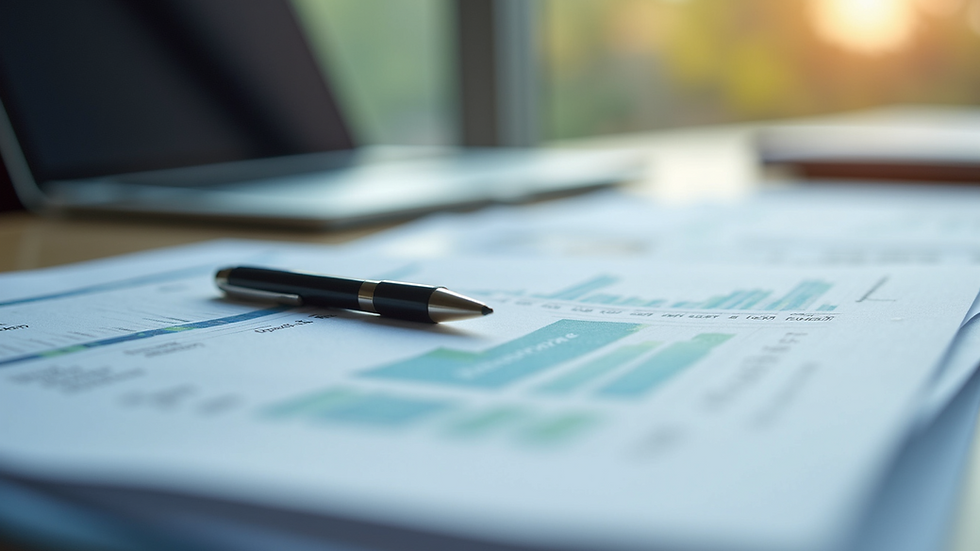 Close-up view of a stack of financial documents