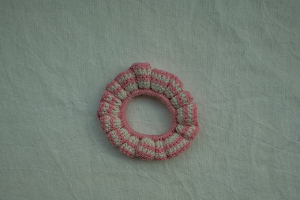 Miniaturbild: Scrunchie - Pink/Weiß gestreift