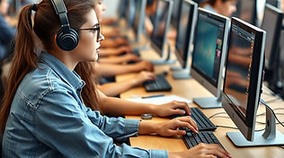 Middle school students learning coding at a STEM summer camp in Concord NC