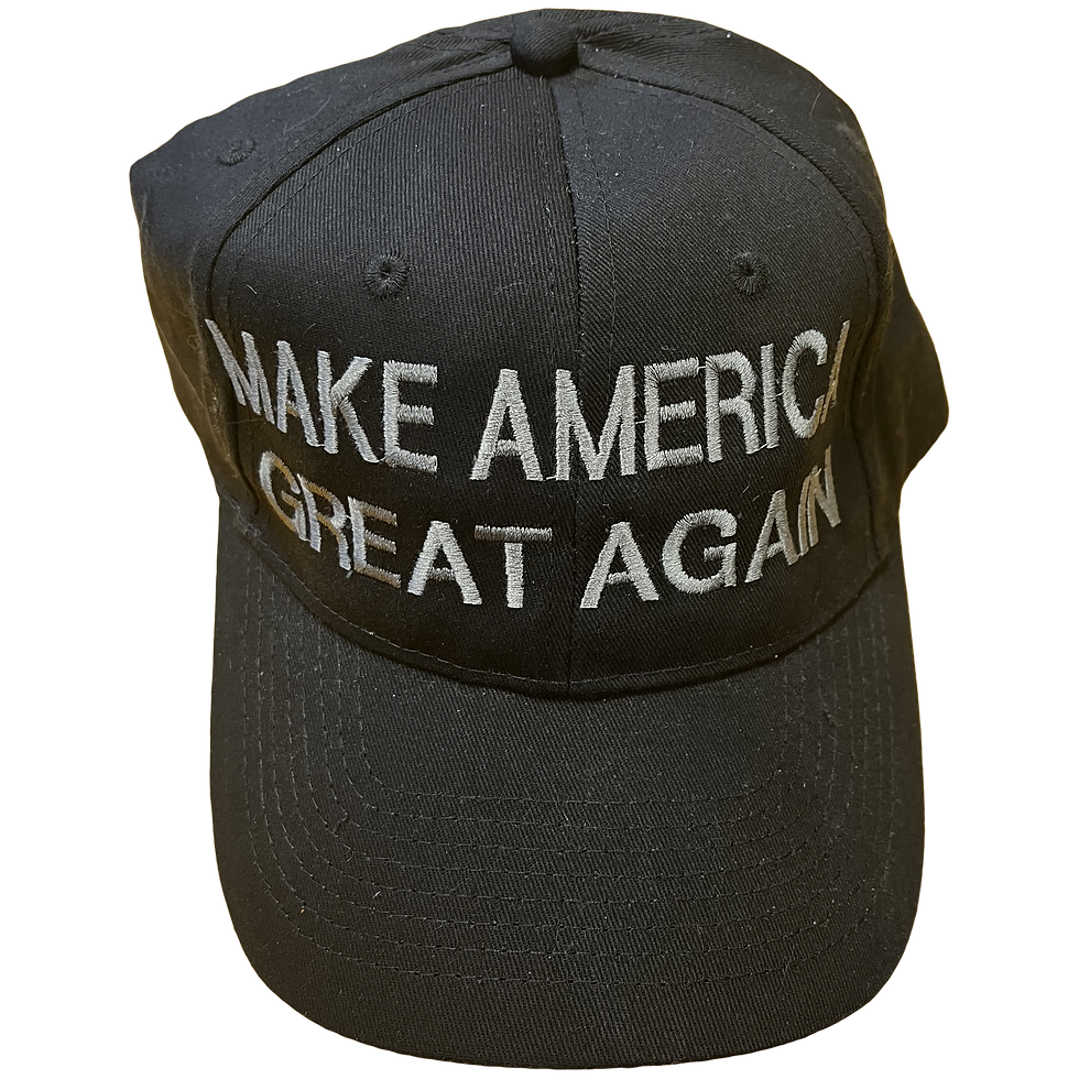 Black Make America Great Again hat with silver embroidery. Classic patriotic baseball cap for conservatives.
