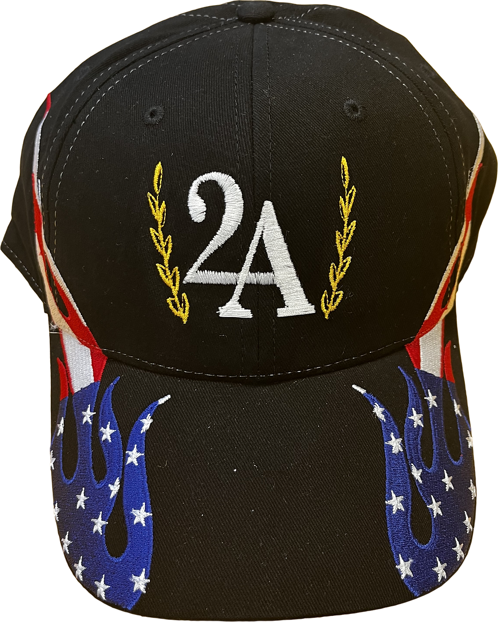 2A patriotic hat with embroidered laurel, American flag flames, and Second Amendment symbolism for constitutional freedom.