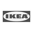 Simple monochrome IKEA logo inside an oval shape.