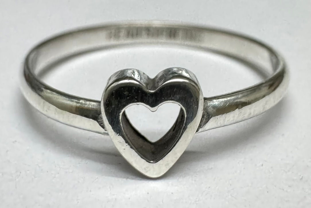 Vintage Beau Sterling Silver Open Heart Ring - Size 5.5