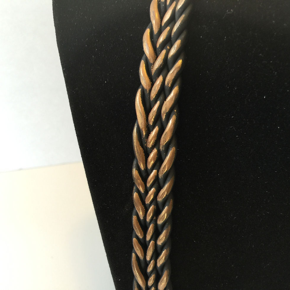 Thumbnail: Double sided bib necklace - gold and bronze accent
