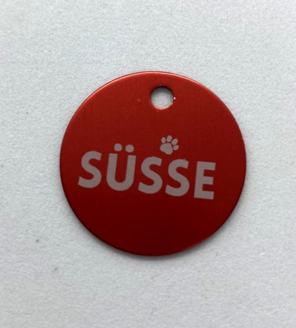 Miniatura: tag plaquinha identificação pet gravada vermelha
