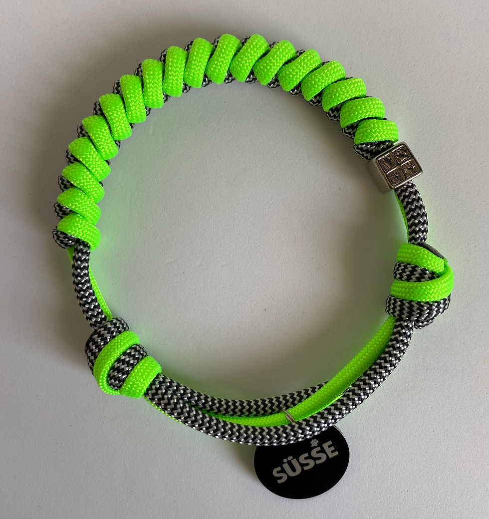 Colar de Identificação Pet - Verde Neon com Preta e Branca