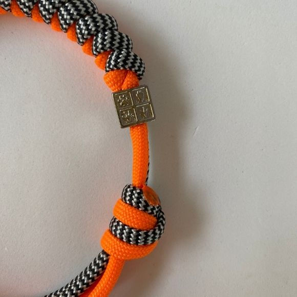 Miniatura: Colar Pet Artesanal com Identificação - Laranja e Preto Branco