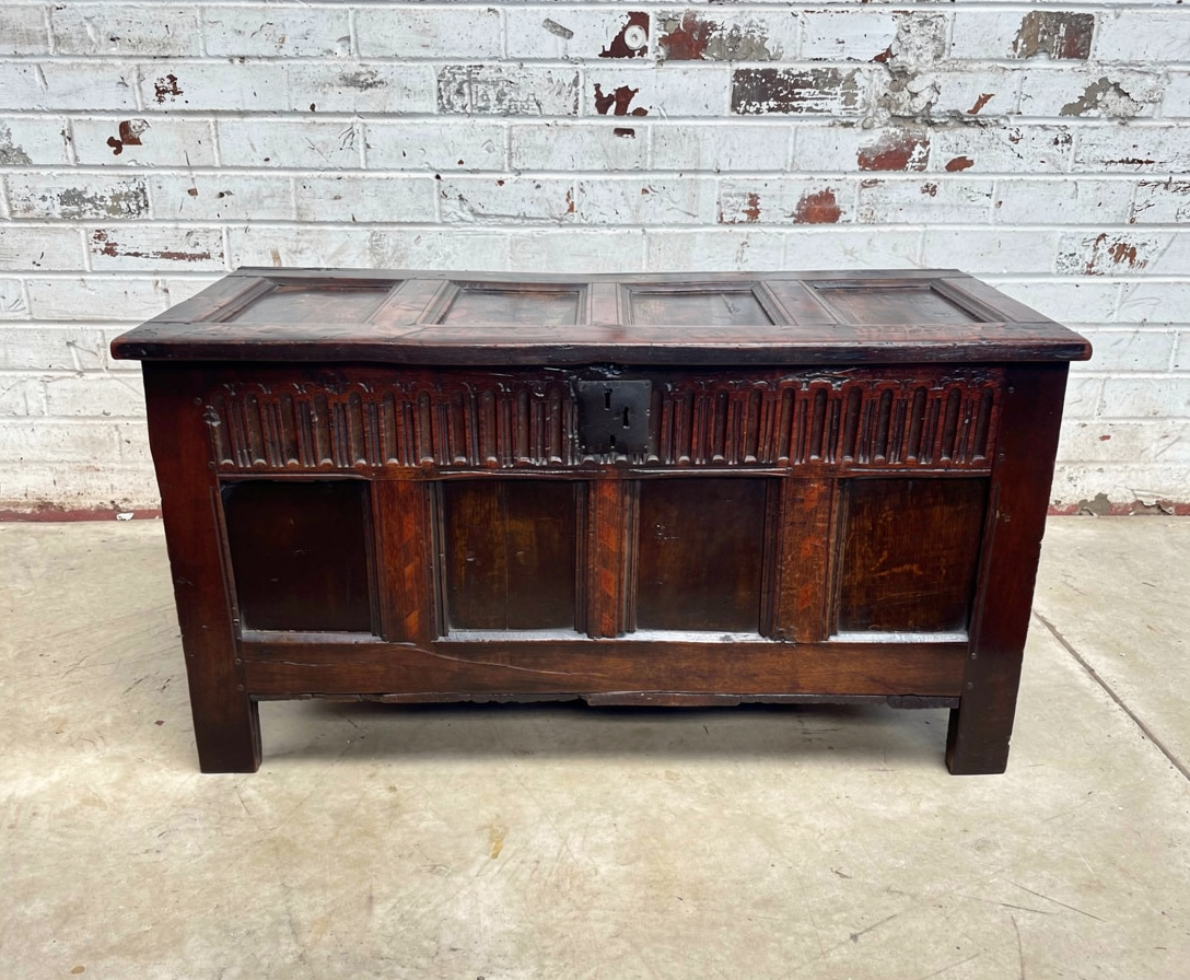 An 18th Century Oak Four-Panelled Coffer