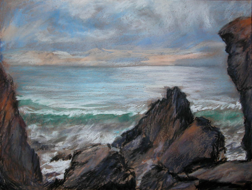 Surf and Rocks,2009,Pastel on Paper,18x24,46x61cm