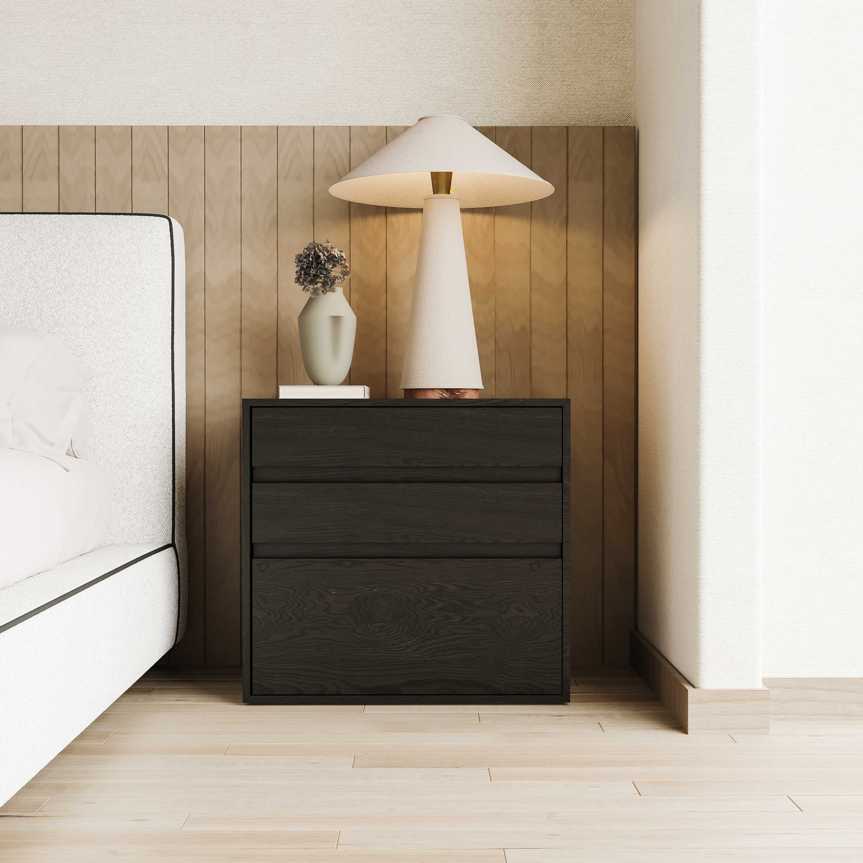 Luna - 3 drawer pedestal -Black Oak