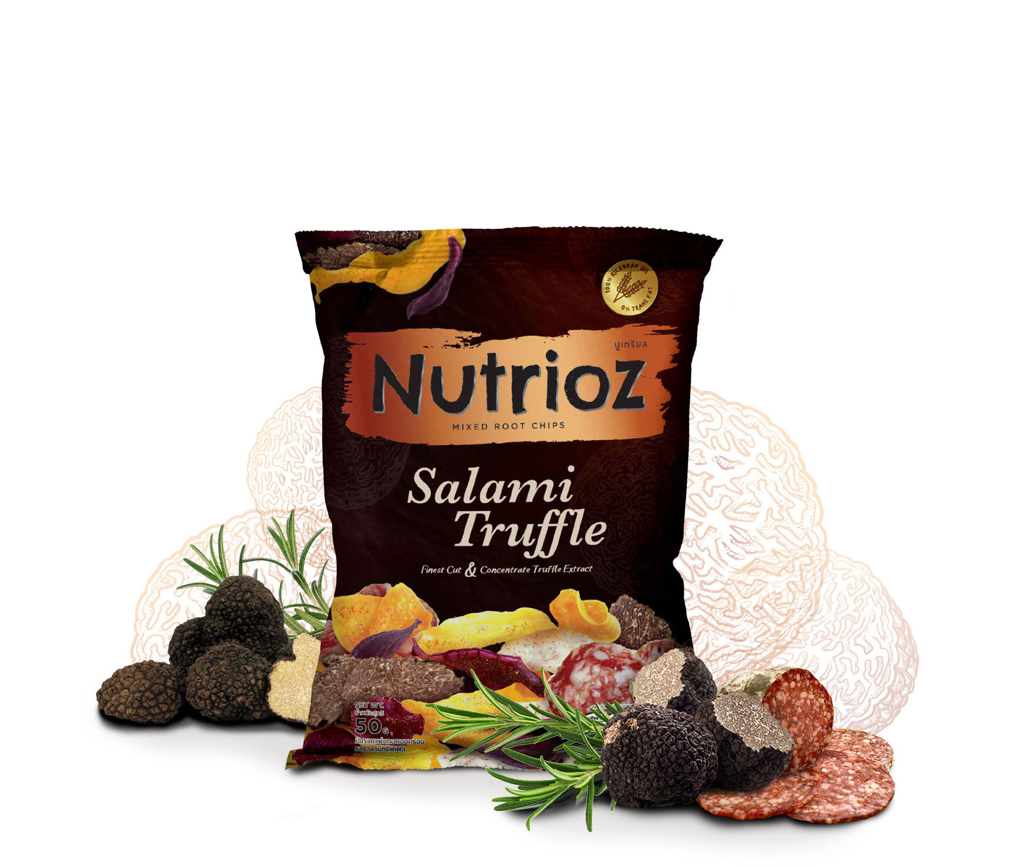 NUTRIOZ Mixed Root Chips - Salami Truffle Flavor (50g.)