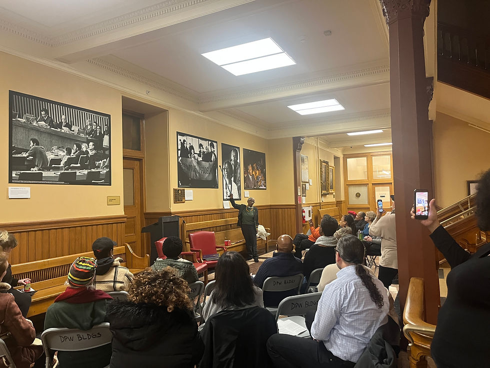 Caroline Hunter speaking at the Good Trouble opening reception