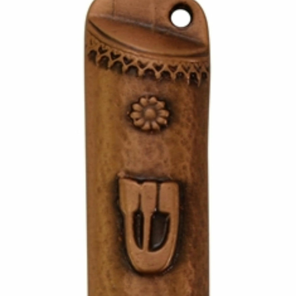 Thumbnail: Mezuzah: Copper With Blue Stone, 7cm