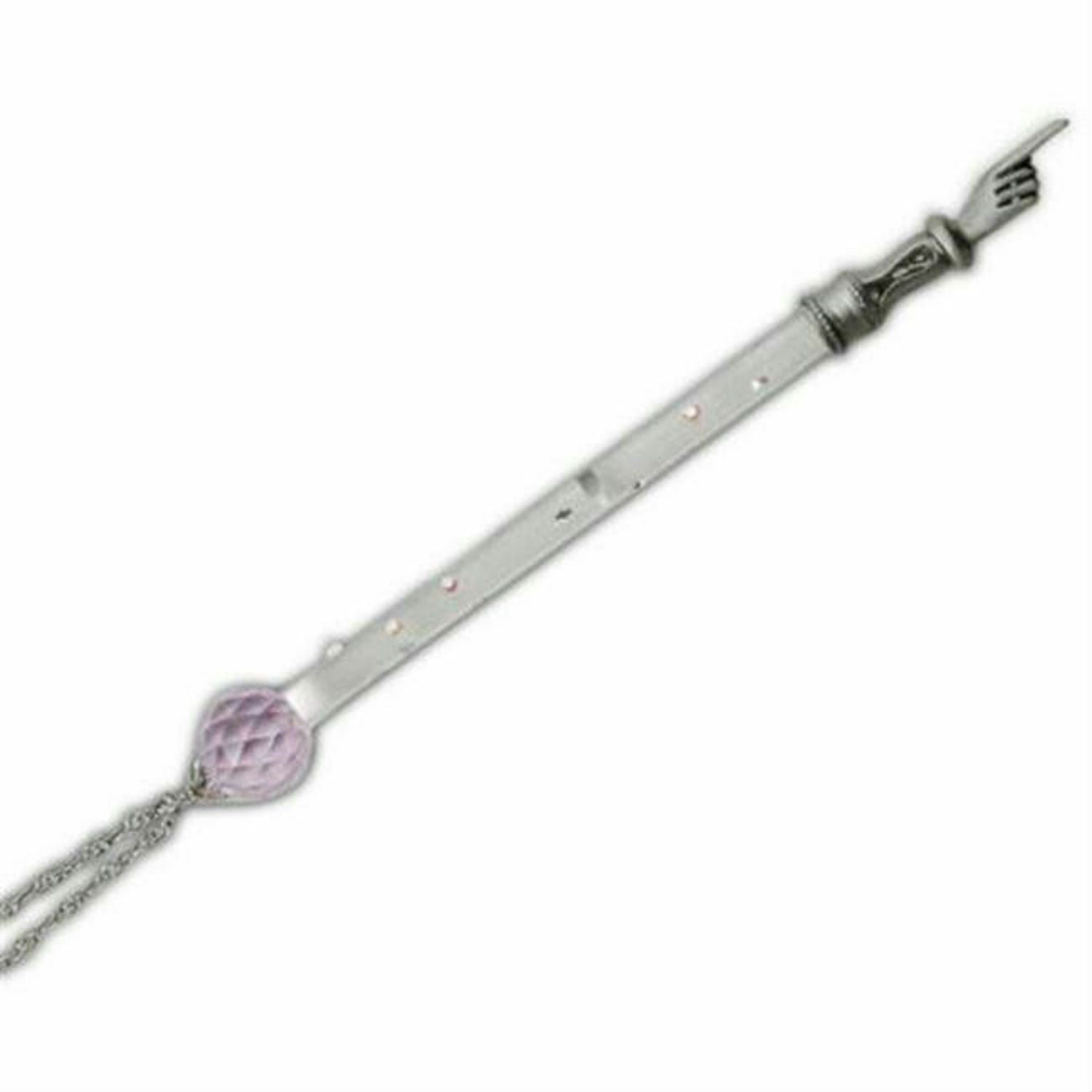 Yad: Pewter and Pink Crystal Torah Pointer with Stones


