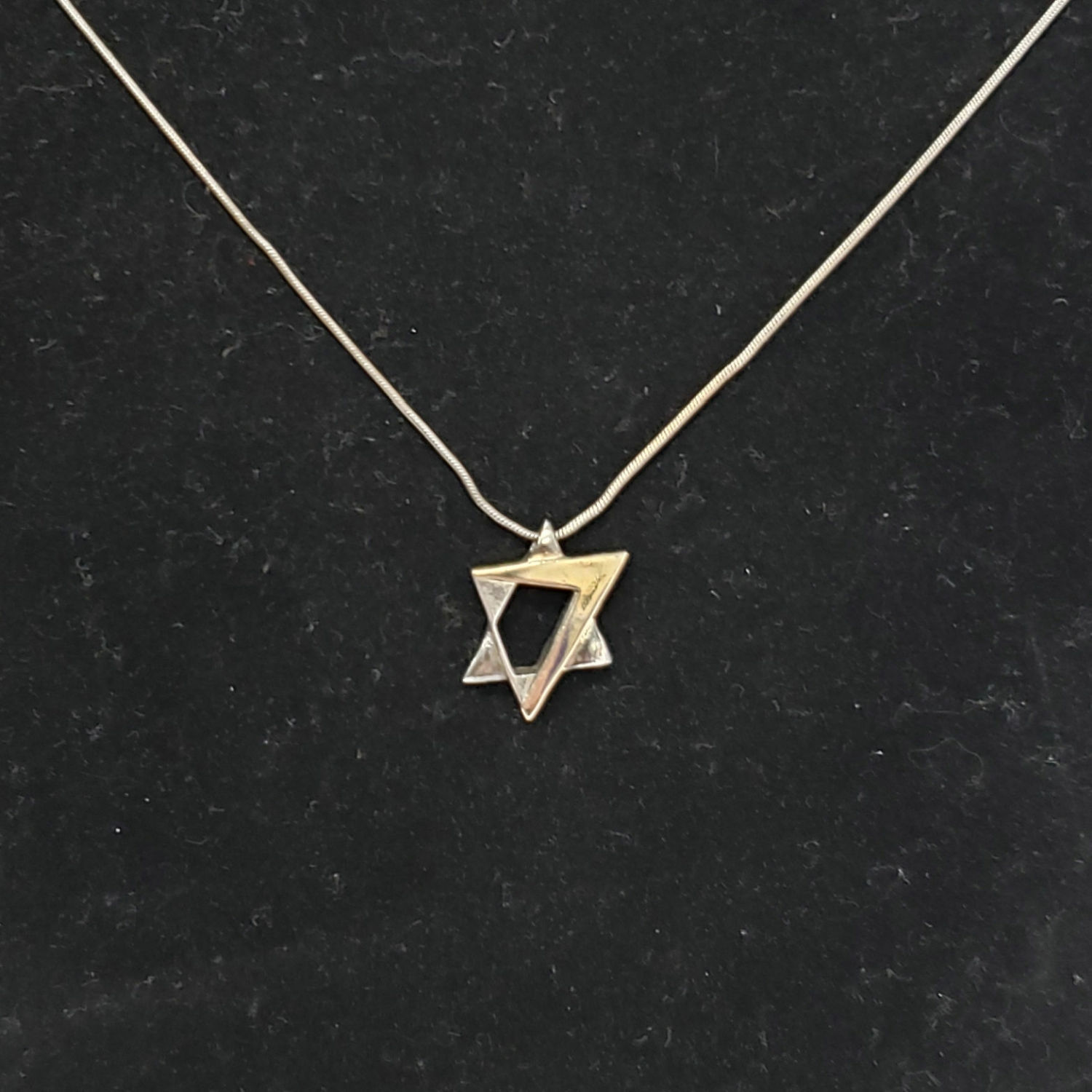 Star Of David Necklace: Goldtone & Sterling Silver, Unique, Geometrical Design