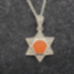 Thumbnail: Star Of David Necklace: Sterling Silver w/ Burnt Orange Center Stone