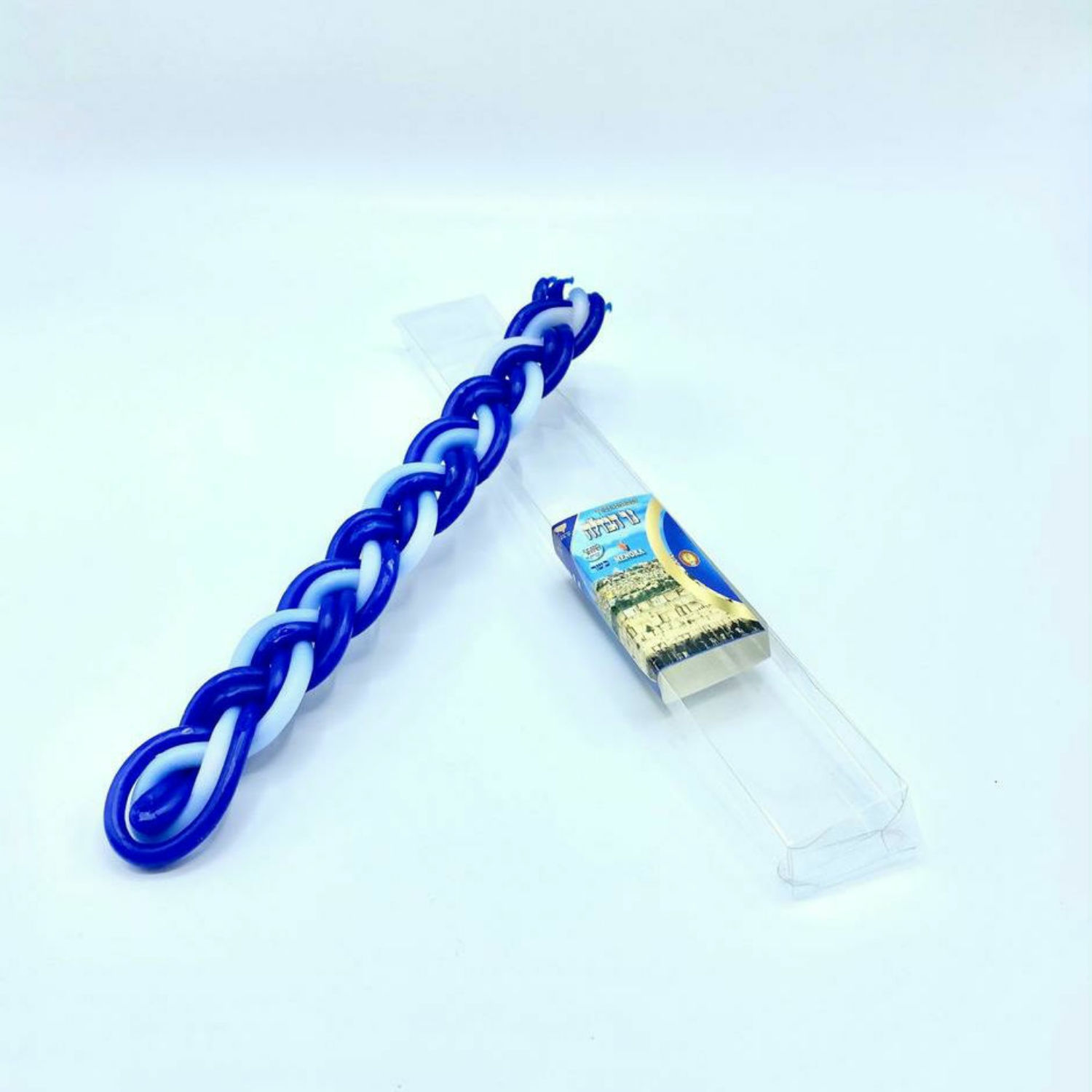 Havdalah Candle: Blue & White Flat 