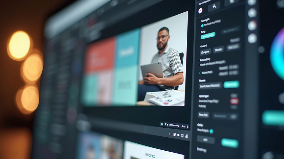 Close-up view of a designer’s screen showing Wix Studio interface with website layout