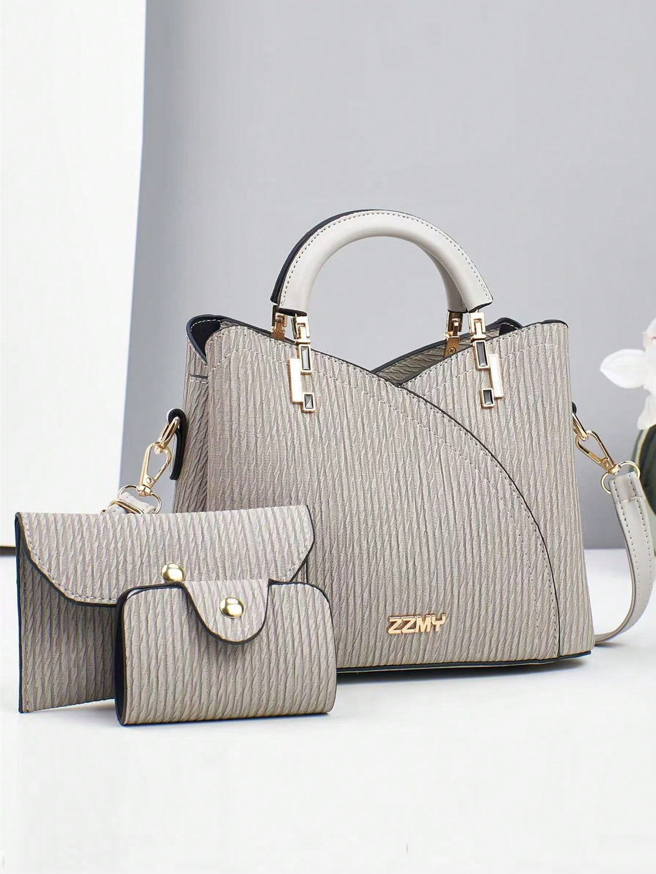 Grey 3-Piece Handbag Set