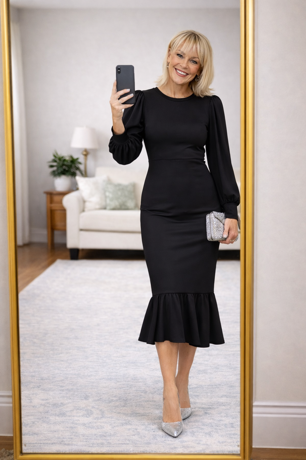 Elegant Black Midi Dress