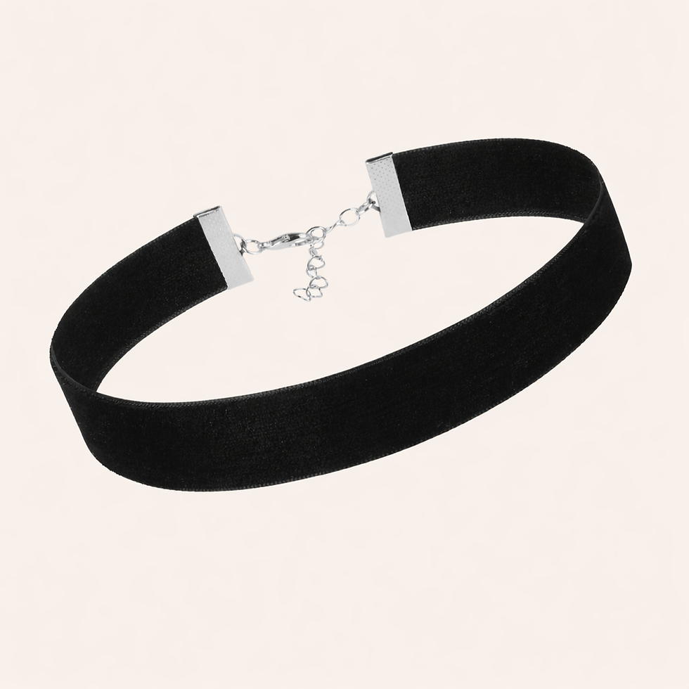Black choker necklace with silver clasp