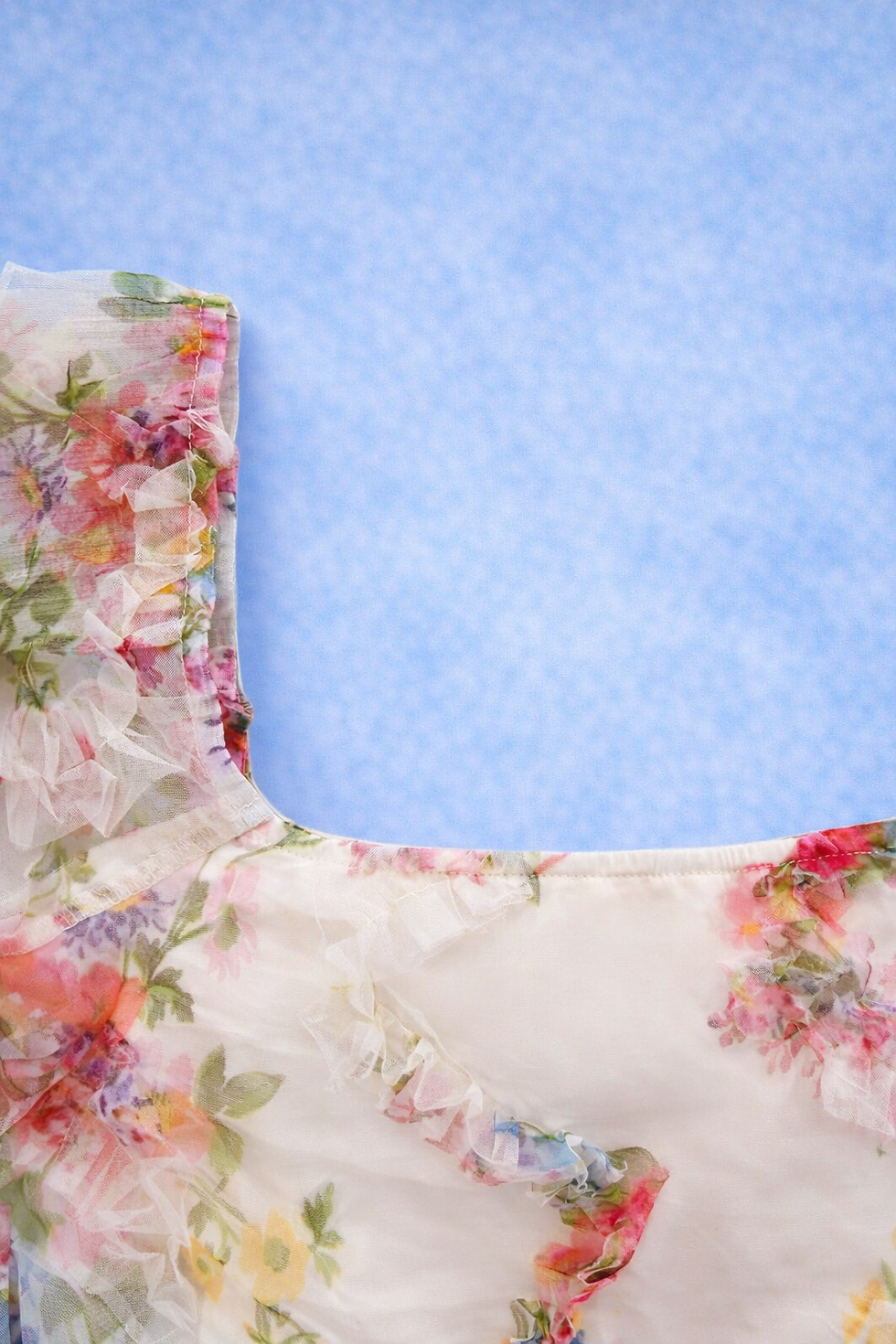Thumbnail: Light floral ruffled fabric detail