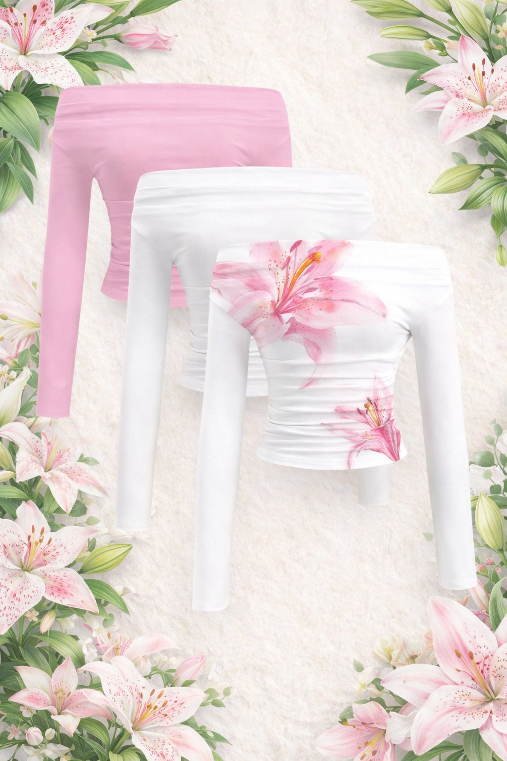 Women’s Off Shoulder Long Sleeve Top Set