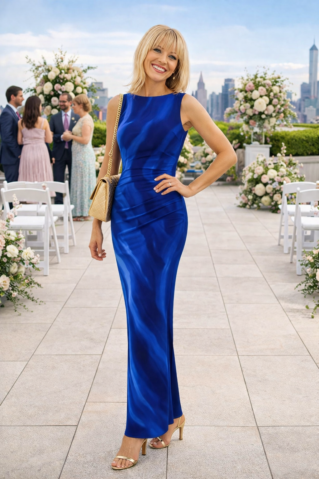 Elegant Royal Blue Wedding Guest Maxi Dress