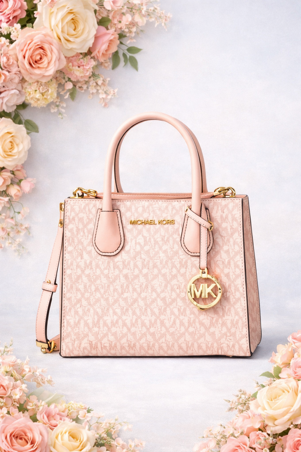 Michael Kors Mercer Medium Messenger Satchel Blush Powder Multi