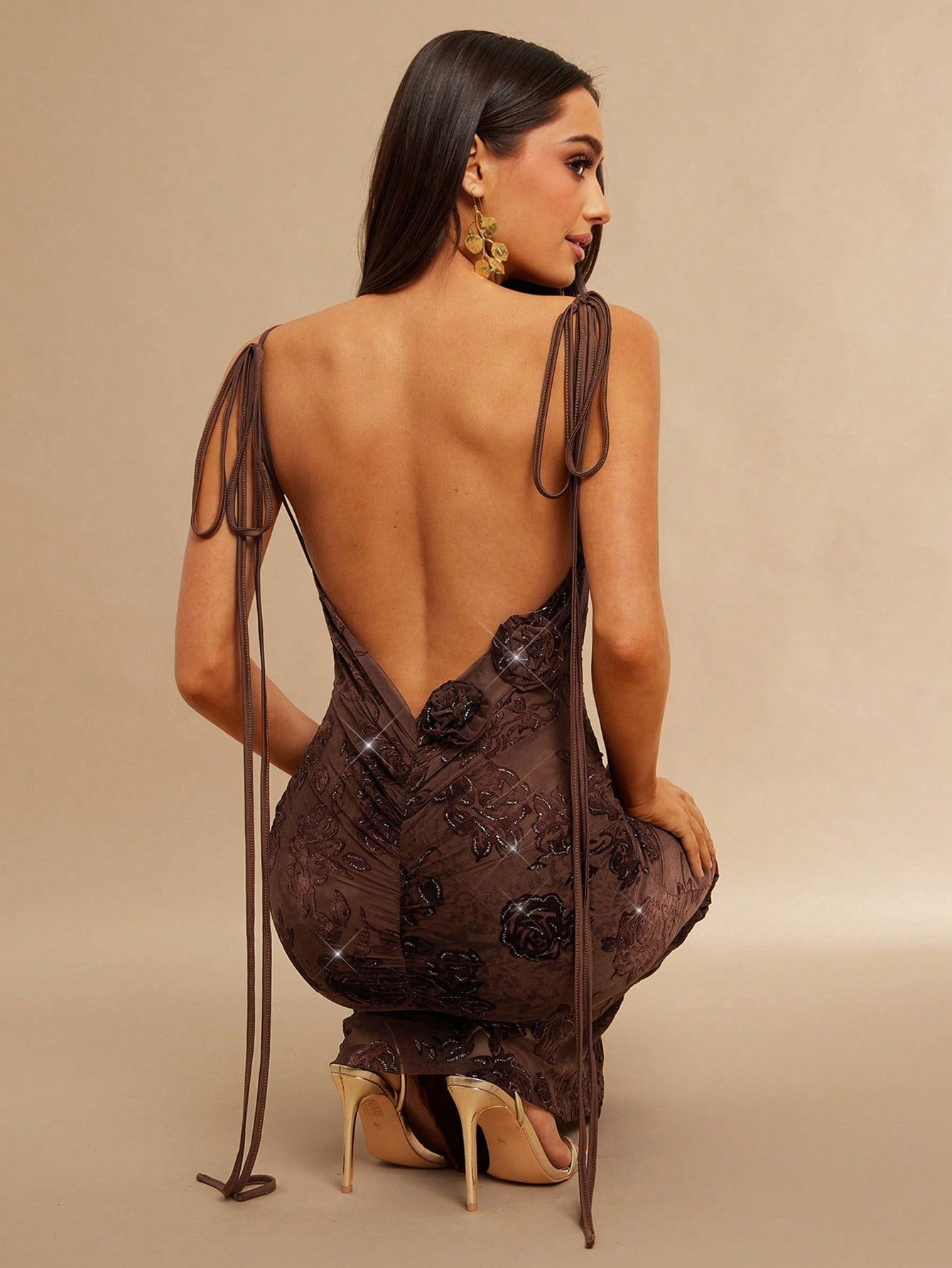 Glamorous Black Backless Sequin Dress