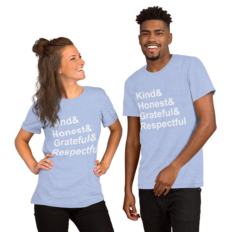 Thumbnail: Adult Unisex t-shirt - Kind, Honest, Grateful, Respectful