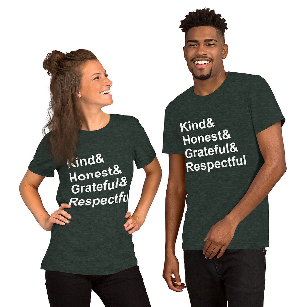 Thumbnail: Adult Unisex t-shirt - Kind, Honest, Grateful, Respectful