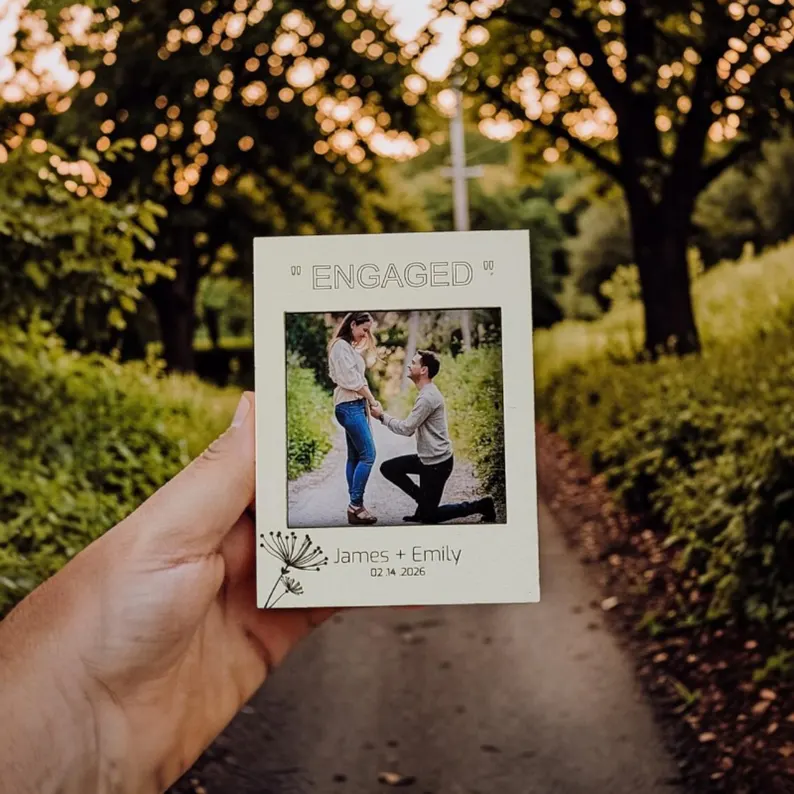 Mini Engagement Photo Frame, Refrigerator Magnet, Party Favor, with Photo Prints