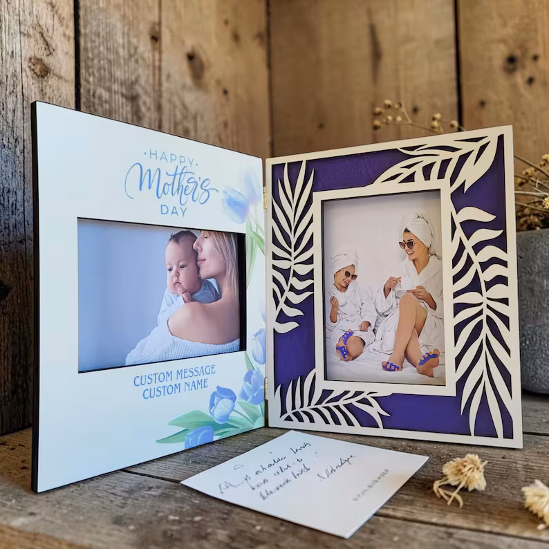 Mom Personalized Wooden Photo Frame with Photo Prints Included