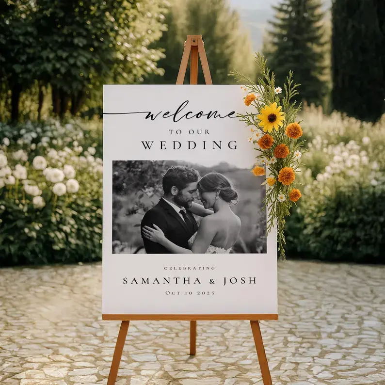 Thumbnail: Personalized Photo Wedding Welcome Sign