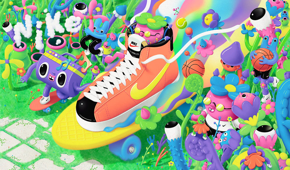 Nike mural/banner illustration by Carlos Miranda @ Dept. of
