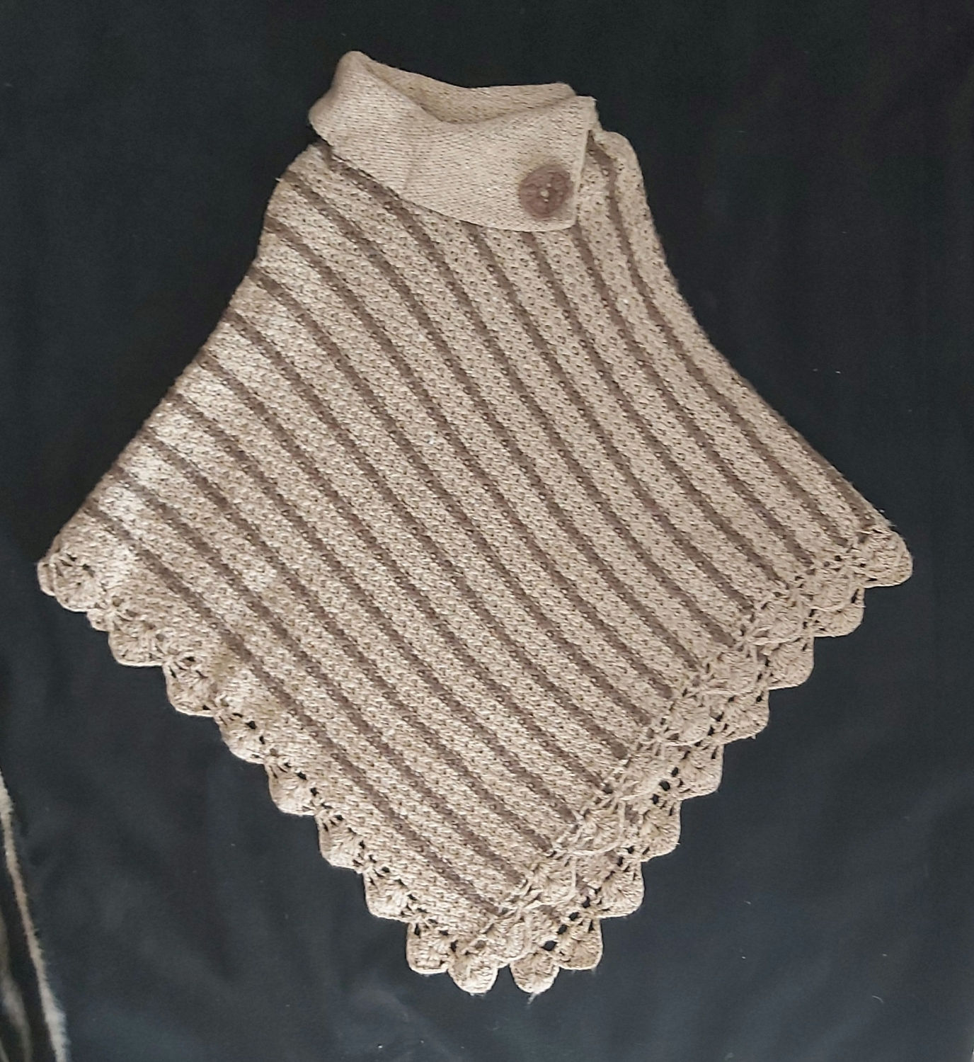 ponche de adulto beje mesclado e castanho L/XL