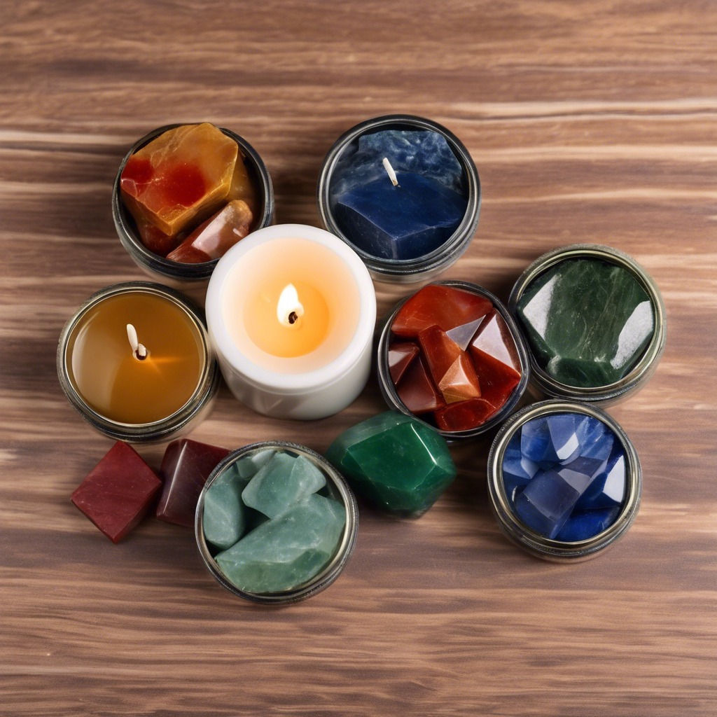 Chakra Balancing 7 Crystal Set with White Tea Candle