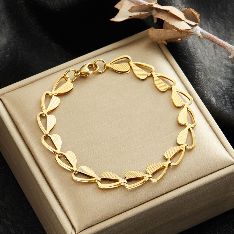 Thumbnail: Semicircle Bracelet for Women, 316L Steel with 18K Gold PVD & Zircon