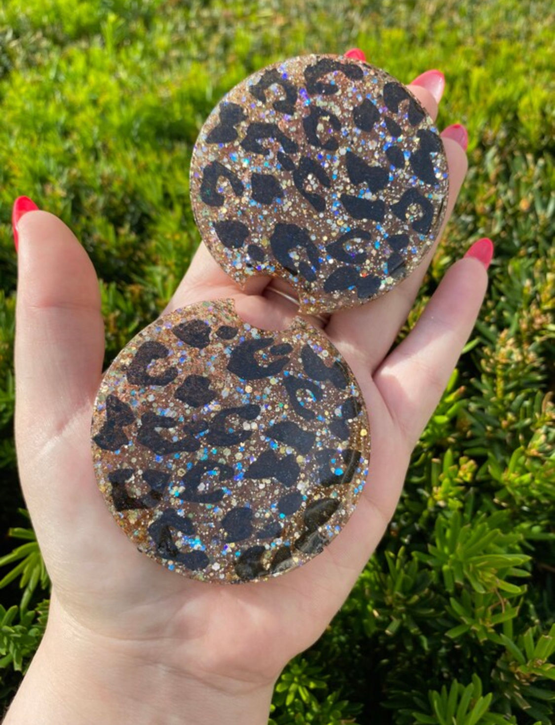 Leopard car coasters