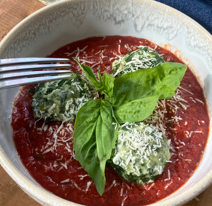 Bowl of Spinach and Ricotta Gnudi