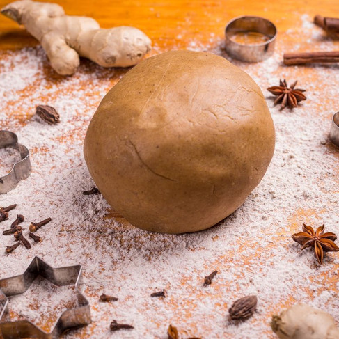 A ball of gingerbread dough resting