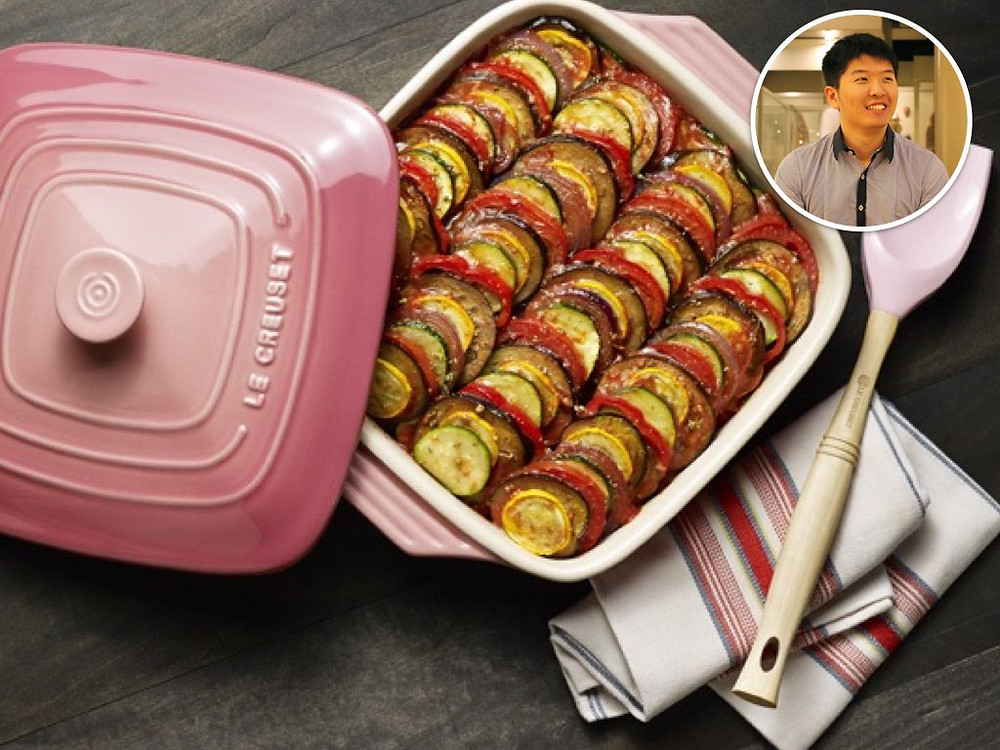 A Le Creuset baking dish make clean up a whiz