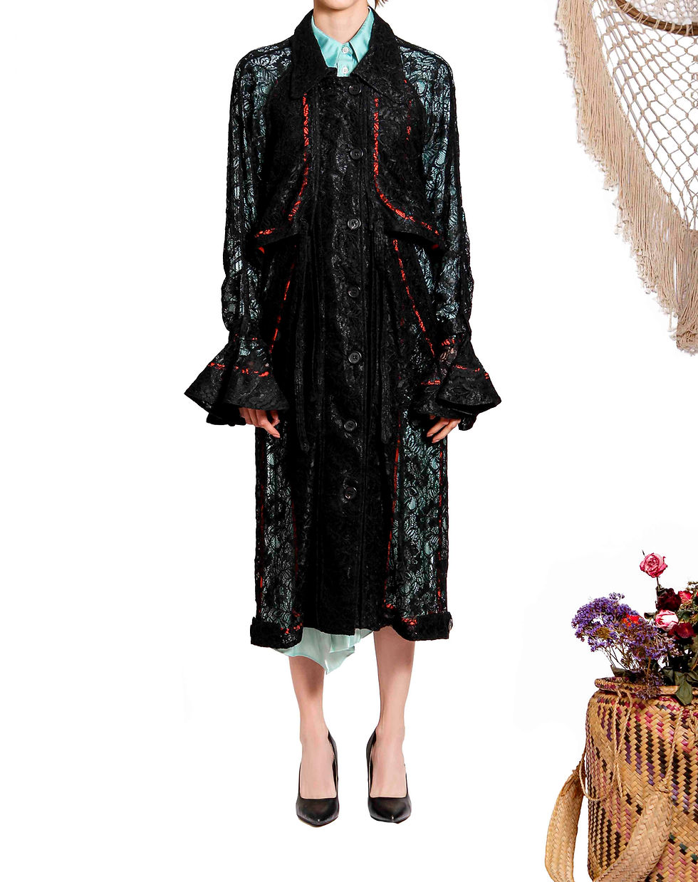 `TC003` Lace trench coat