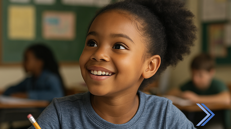 A child leaning toward possibility—the quiet, everyday practice of hope in a classroom that believes in her becoming.